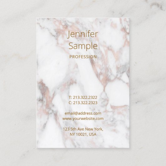 Handschriftenschrift Elegante Rose Gold Marbella Visitenkarte (Rückseite)