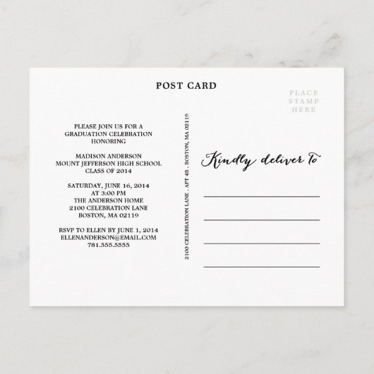 Handschriftlich | Abschluss Postkarte Einladung (Rückseite)