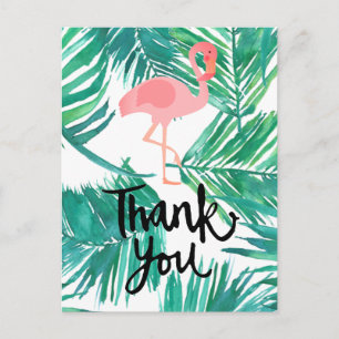 handschriftlich danke Ihnen Flamingo auf tropische Postkarte
