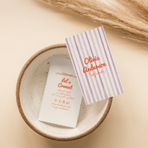 Handschriftlich Gezeichnet Lila Orange Whimsy Boho Visitenkarte