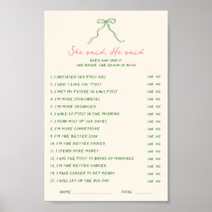 Handschriftlich herunterladen Sie sagte, er sagte Poster