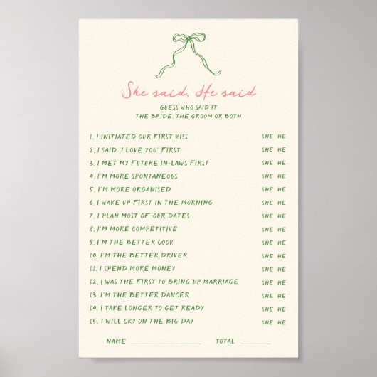 Handschriftlich herunterladen Sie sagte, er sagte  Poster (Vorne)