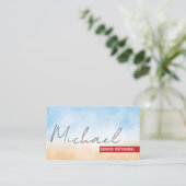 Handschriftlich | Hintergrund Textur Blue Orange Visitenkarte (Stehend Vorderseite)