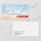 Handschriftlich | Hintergrund Textur Blue Orange Visitenkarte (Vorne/Hinten)