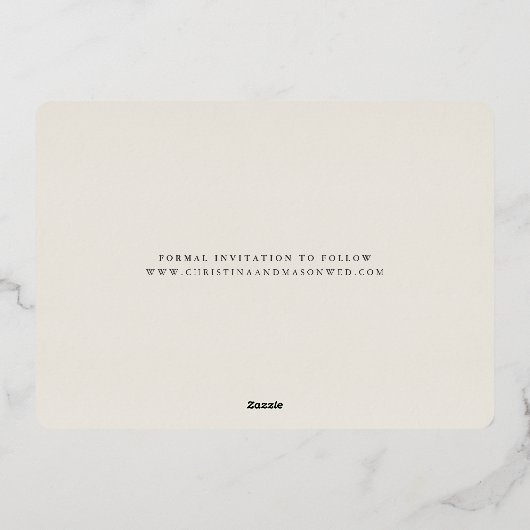 Handschriftlich | Horizontales Foto Save the Date Folieneinladung (Rückseite)