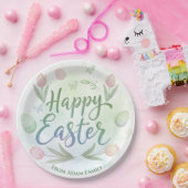 Handschriftliche Frohe Ostern Wasserfarbe Pappteller (Party)