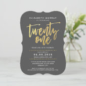 HANDSCHRIFTLICHE SCHRIFTART trendy goldfolie grau Einladung (Stehend Vorderseite)
