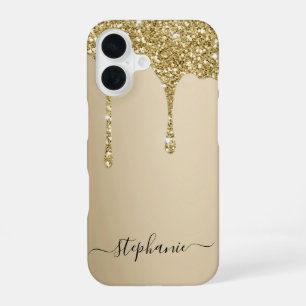 Handschriftlicher individueller Name Gold Glitter  iPhone 16 Hülle