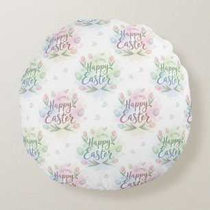 Handschriftliches Frohe Ostern Wasserfarbe Rundes Kissen