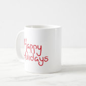 Handschriftliches Skript rot Frohe Feiertage Kaffeetasse (Vorderseite Links)