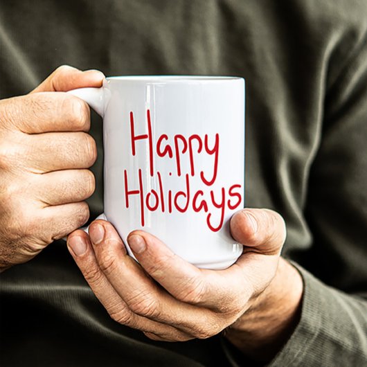 Handschriftliches Skript rot Frohe Feiertage Kaffeetasse
