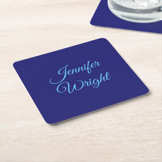 Handschriftname Classic Schlicht Midnight Blue Rechteckiger Pappuntersetzer (angewinkelt)