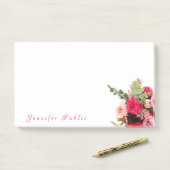 Handschriftname Text Aquarell-Rose Blumenschmuck Post-it Klebezettel (Auf Schreibtisch)