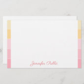 Handschrifts-Namenstext-Rosa-Gelb-Farbharmonie Briefpapier (Vorne/Hinten)