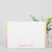 Handschrifts-Namenstext-Rosa-Gelb-Farbharmonie Briefpapier (Stehend Vorderseite)