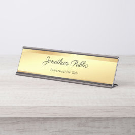 Handschrifts-Text-elegantes Goldmoderne Schablone Schreibtischnamensplakette