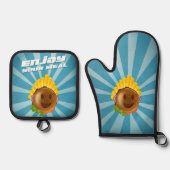 Handschuh und Manique Burger enjoy your meal Ofenhandschuh & Topflappen-Set (Vorderseite)