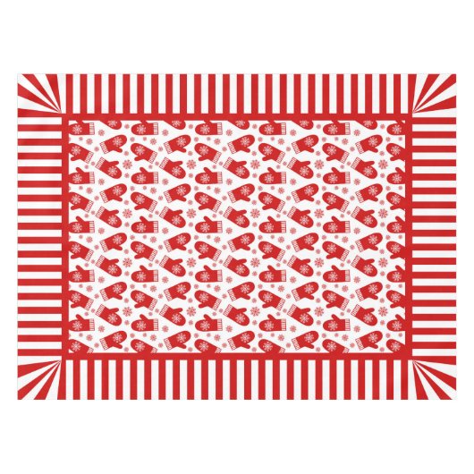 Handschuh-und Schneeflocke-Retro Tischdecke (Vorderseite (Horizontal))
