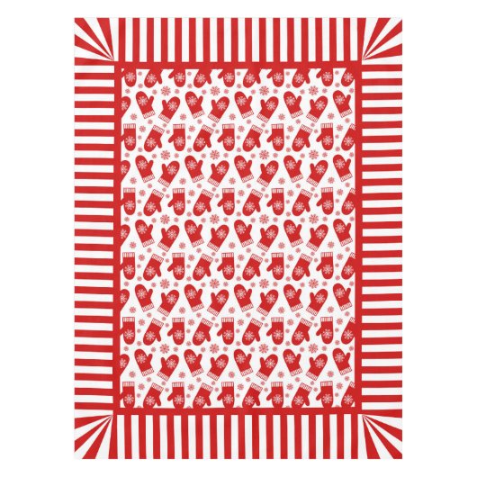 Handschuh-und Schneeflocke-Retro Tischdecke (Vorderseite)