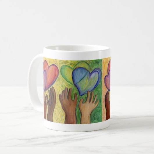 Handschuhe & Herz Diversity Liebe Art Custom Kaffe Kaffeetasse (Vorderseite Links)