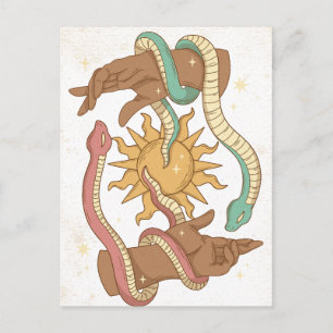 Handschuhe und Schlangen okkulte Postkarte