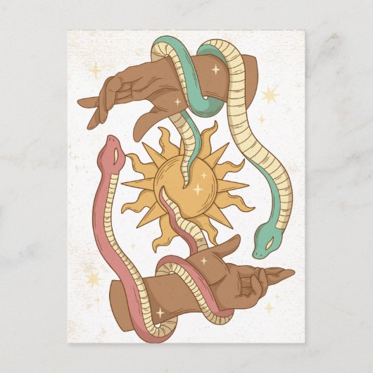 Handschuhe und Schlangen okkulte Postkarte (Vorderseite)