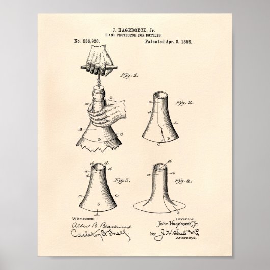 Handschutzflaschen 1895 Patent Art Old Peper Poster (Vorne)