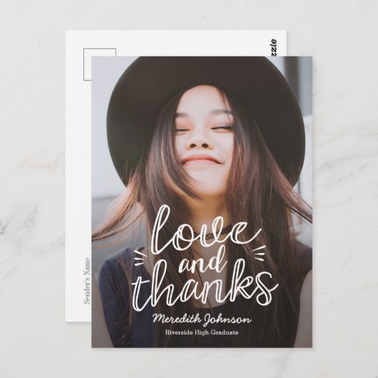 Handscript Glück EDITABLE FARBE Vielen Dank Postkarte (Vorne/Hinten)