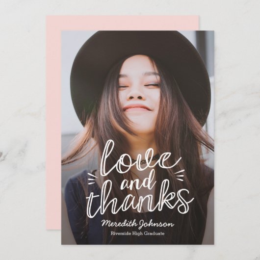 Handscript Happy EDITABLE COLOR Foto Dankeskarte (Vorne/Hinten)