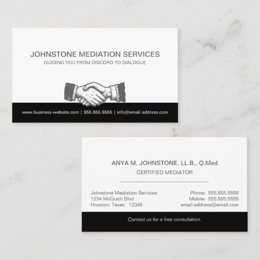 Handshake Beruflich Black Gray Visitenkarte (Vorne/Hinten)