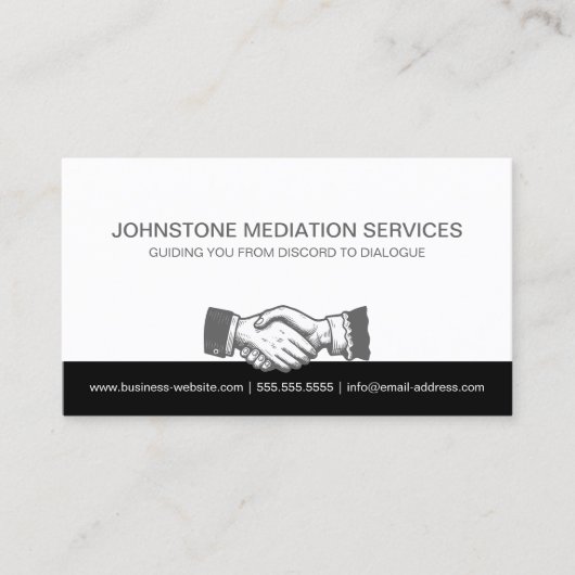 Handshake Beruflich Black Gray Visitenkarte (Vorderseite)