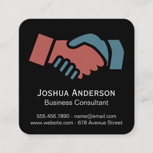 Handshake-Symbol | Unternehmensberater Quadratische Visitenkarte (Vorderseite)