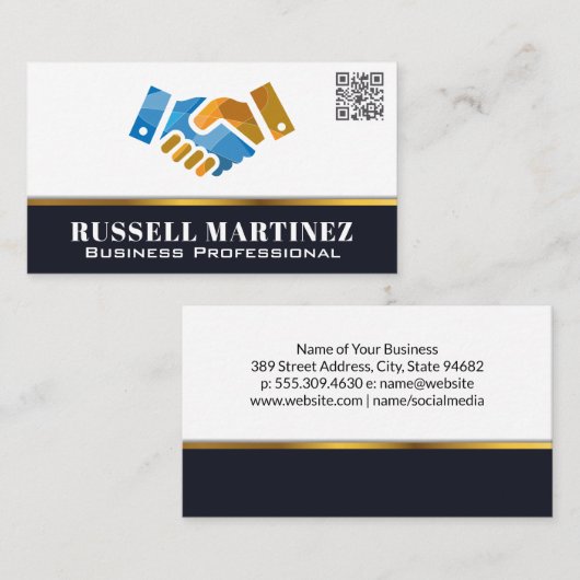 Handshaking-Logo | QR-Code Visitenkarte (Vorne/Hinten)