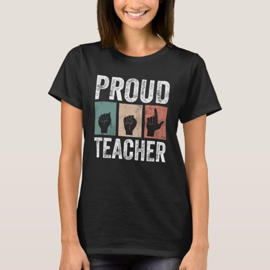 Handsignsprachenlehrer und ASL Handgeste T-Shirt (Vorderseite)