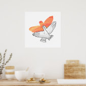 Handsilhouette Adler Orange Poster (Küche)