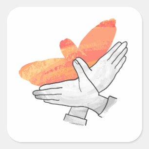 Handsilhouette Adler Orange Quadratischer Aufkleber