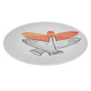 Handsilhouette Adler Orange Schneidebrett