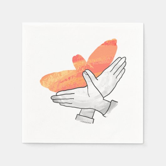 Handsilhouette Adler Orange Serviette (Vorderseite)
