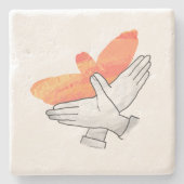 Handsilhouette Adler Orange Steinuntersetzer (Vorderseite)