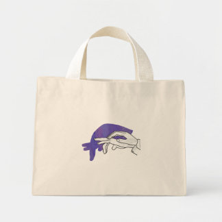 Handsilhouette Ameisenbär Lila Mini Stoffbeutel
