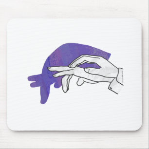 Handsilhouette Ameisenbär Lila Mousepad