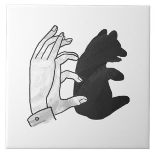 Handsilhouette Bärenjunges Fliese