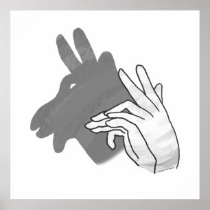 Handsilhouette Billy Ziegen Grau Poster