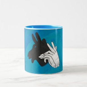 Handsilhouette Billygeiß Blau Zweifarbige Tasse