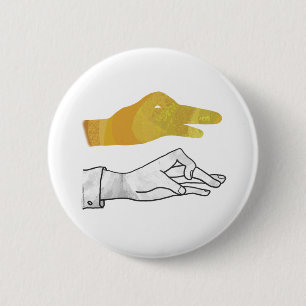 Handsilhouette Ente Gelb Button
