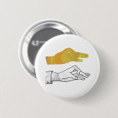 Handsilhouette Ente Gelb Button (Vorne & Hinten)