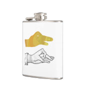Handsilhouette Ente Gelb Flachmann (Links)