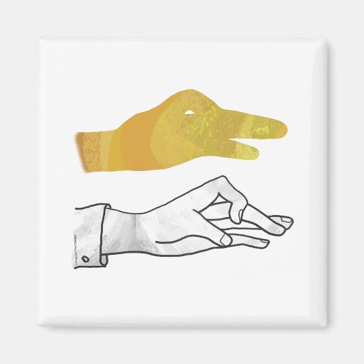 Handsilhouette Ente Gelb Magnet (Vorne)