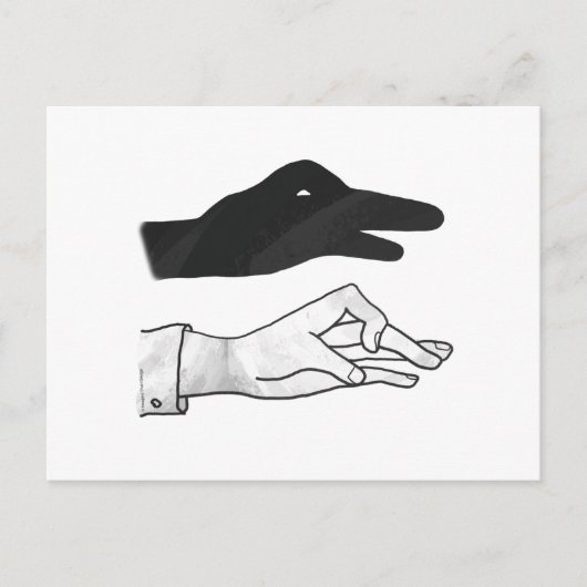 Handsilhouette Ente Postkarte (Vorderseite)