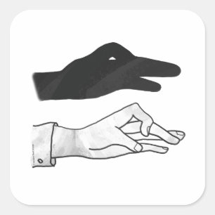 Handsilhouette Ente Quadratischer Aufkleber